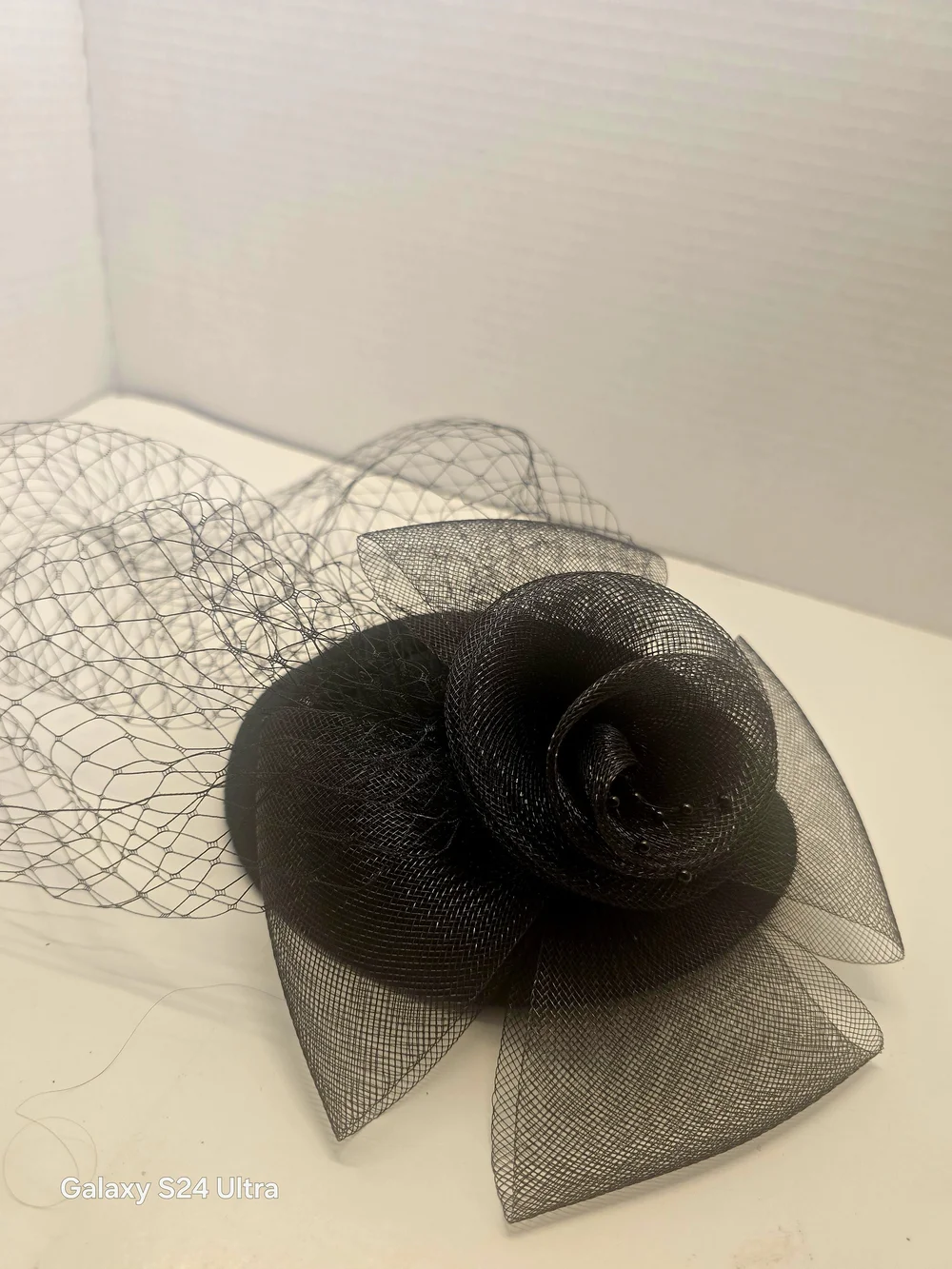 Black Floral Veil Fascinator Hat